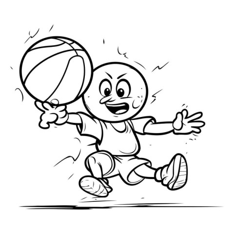 Cartoon Illustration of Funny Basketball Player with Ball for Co