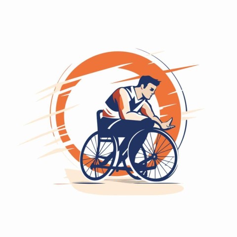 Disabled person in wheelchair vector logo template. Handicapped