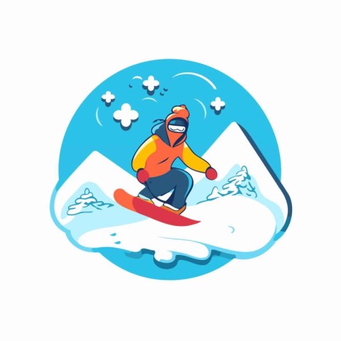 Snowboarder in the mountains. Winter sport. Vector illustration.