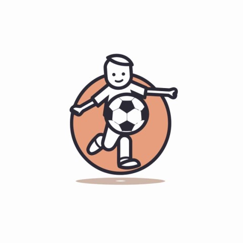 Soccer player with ball line icon. vector illustration. eps 10