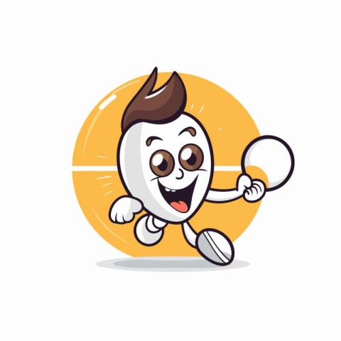 Cute ice cream cartoon character vector illustration. Mascot des