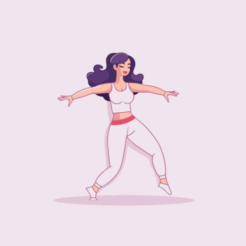 Vector illustration of a girl dancing hip-hop. Flat style.