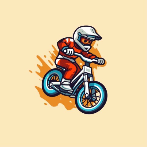 Vector illustration of a motocross rider in helmet riding a bike