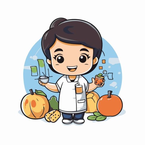 Healthy food boy cartoon vector illustration graphic design vect