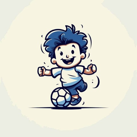 Cartoon soccer player. Vector illustration of a boy playing socc