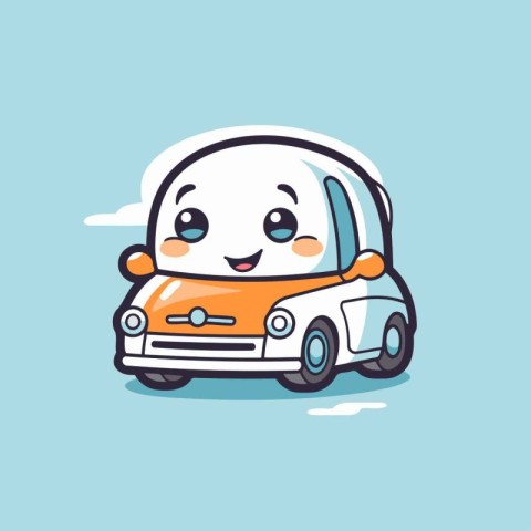 Cute cartoon car character. Vector illustration in a flat style.