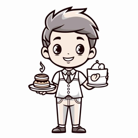 Waiter - Cute Cartoon Vector IllustrationÃ¯Â»Â¿