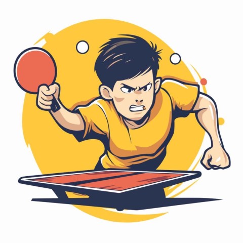 Man playing table tennis. Vector illustration of a man playing t