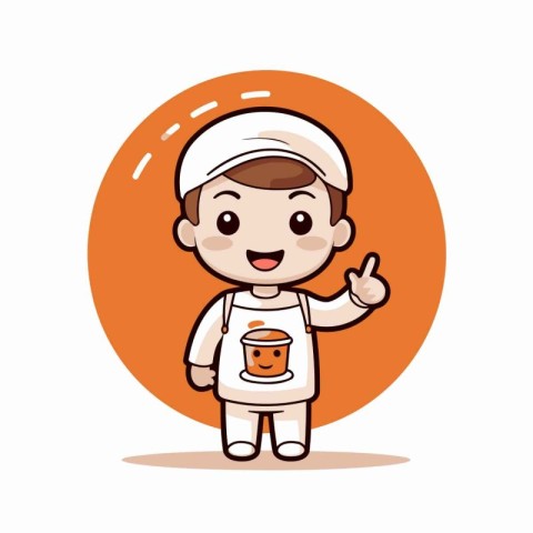 Cute Chef Cartoon Mascot Character Design Vector Illustration.