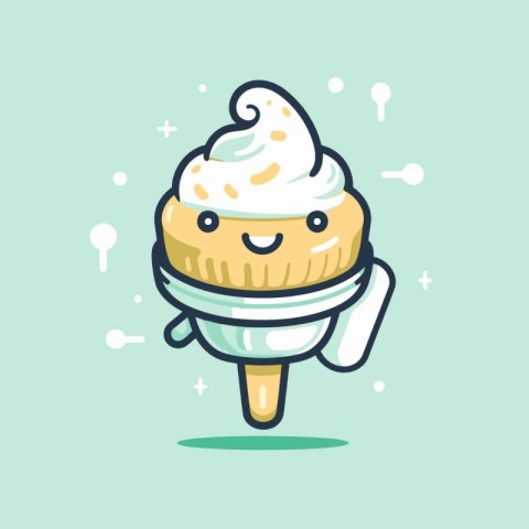 Cute Ice Cream Cartoon Character Vector Illustration. Cute Ice C