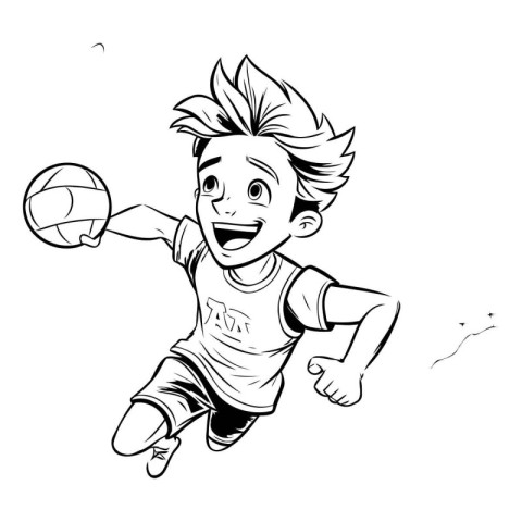 Vector illustration of a boy playing volleyball. Isolated on whi