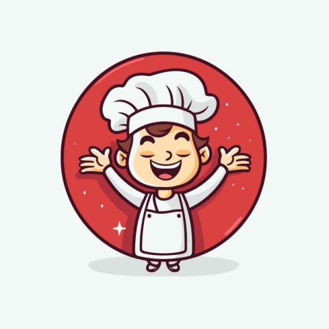 Chef Boy Smiling Cartoon Mascot Vector Illustration.