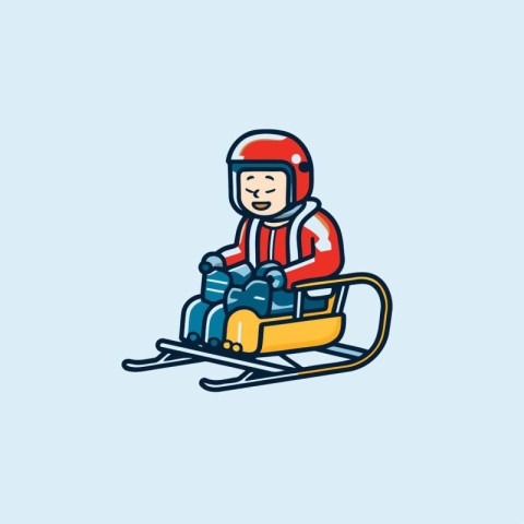 Sledding icon. Winter sport. Vector illustration in flat style