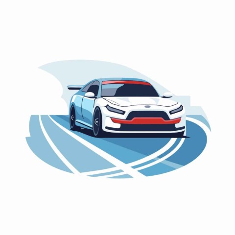 Sport car vector illustration. Car on road. Car on road.