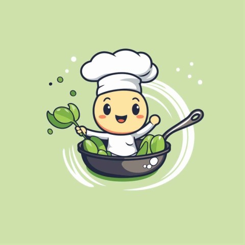 Chef cooking cartoon character vector illustration. Cute chef co