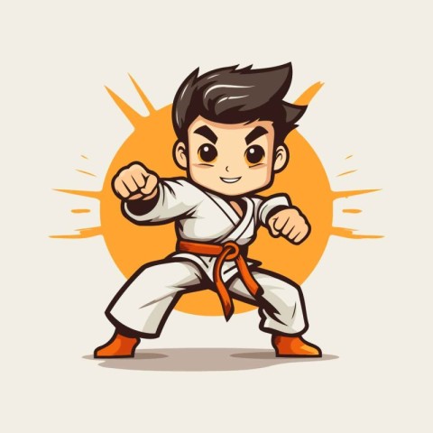 Taekwondo Boy Cartoon Mascot Character Vector Illustration