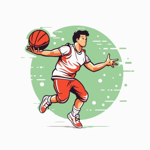 Basketball player with ball. Vector illustration of basketball p