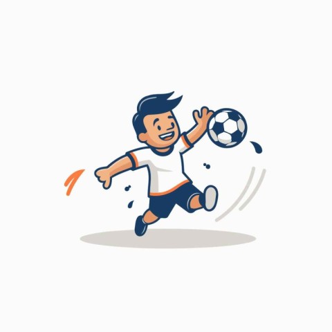 Soccer player kicking the ball. Vector illustration in cartoon s