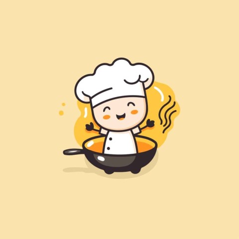 Chef Vector Icon Illustration. Cute Cartoon Chef Character Cooki