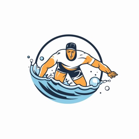 Swimmer icon. Vector illustration of a swimmer swimming in the w