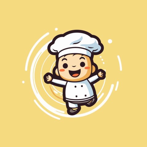 Illustration of Cute Little Cartoon Chef. Vector Character Desig