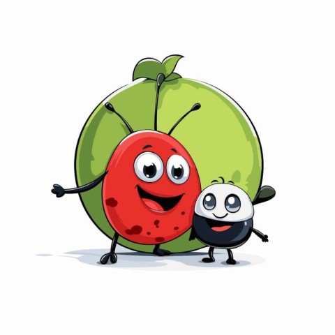 Cute ladybug and little ladybug cartoon character vector Illustr