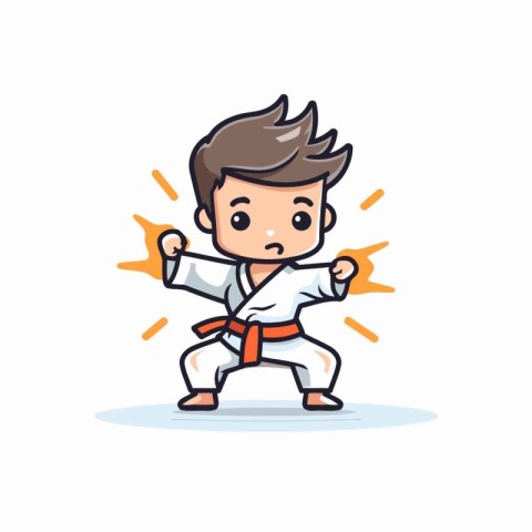 Taekwondo boy character vector illustration. Cartoon karate boy