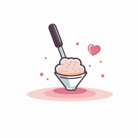 Cereal bowl with spoon and heart. Vector illustration in flat st