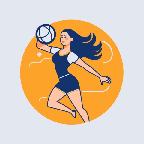 Volleyball player. Vector illustration in a flat style. The girl