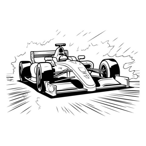 Sketch of a racing car on a white background. Vector illustratio