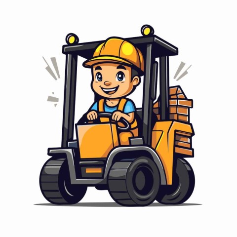 Forklift Loader Loader Cartoon Character Vector Illustration.