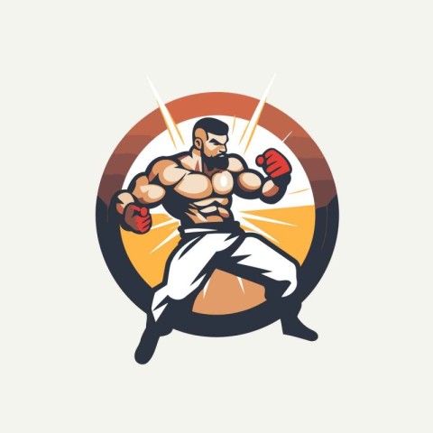 Boxing logo design template. Vector illustration of a box fighte