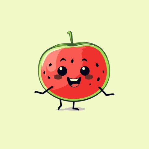 Cute cartoon watermelon character. Vector illustration. Fruit ch