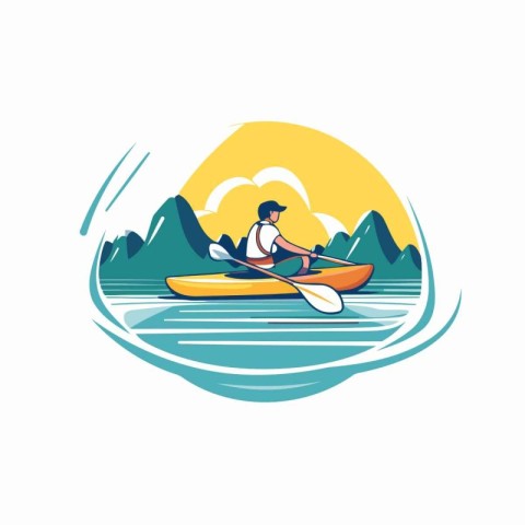 Kayaking. canoeing. paddling. canoeing vector icon