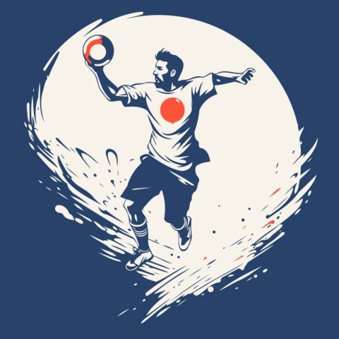 Handball player in action. vector illustration. Handball player.