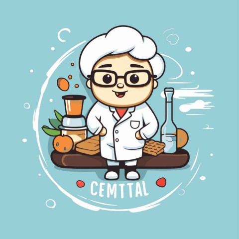 Cute chef cartoon character. Vector illustration of a cook with