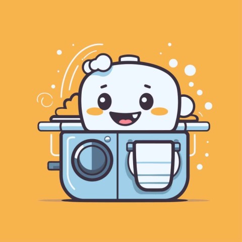 Cute cartoon character vector illustration. Cute polar bear is w