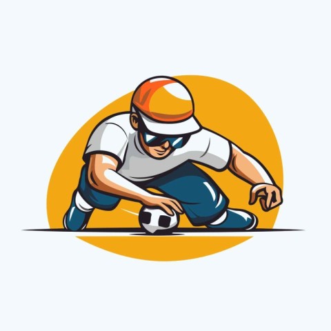 Soccer player with ball. Vector illustration of soccer player wi