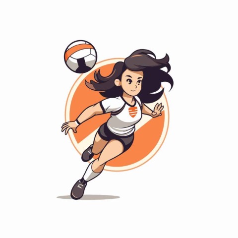 Illustration of a female volleyball player kicking the ball. Ide