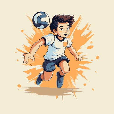 Soccer player kicking the ball. Vector illustration of soccer pl