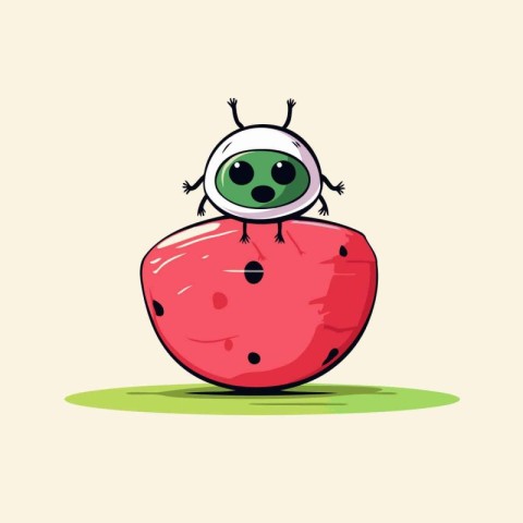 Cute cartoon watermelon character. Vector illustration isolated