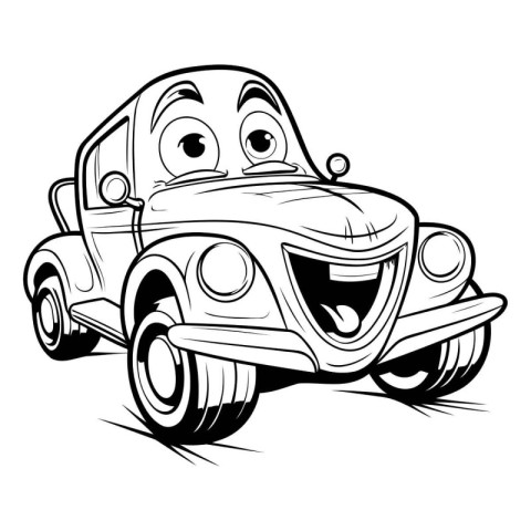 Illustration of an old car with a smile on a white background