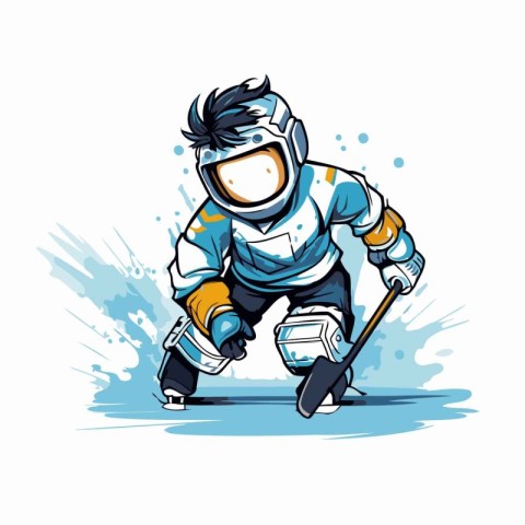 Hockey player. Vector illustration of a hockey player in action.