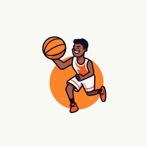 Basketball player with ball. Vector illustration in a flat style