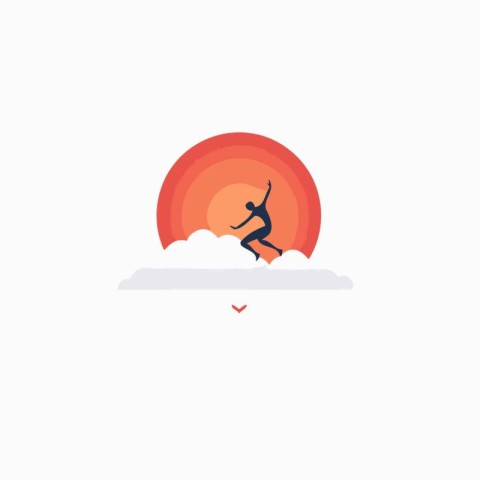 A man jumping in the sky. Flat design. Vector illustration.