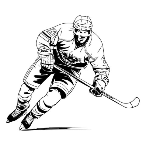 Hockey player. Vector illustration of a hockey player in action.