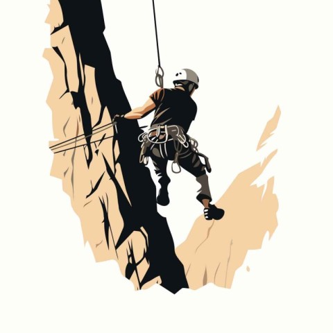 Rock climber climbing on a cliff. Vector illustration of rock cl