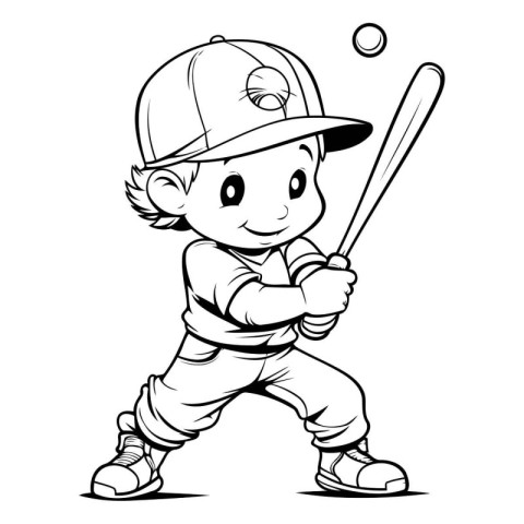 Cute Little Boy Baseball Player Cartoon Mascot Vector Illustrati