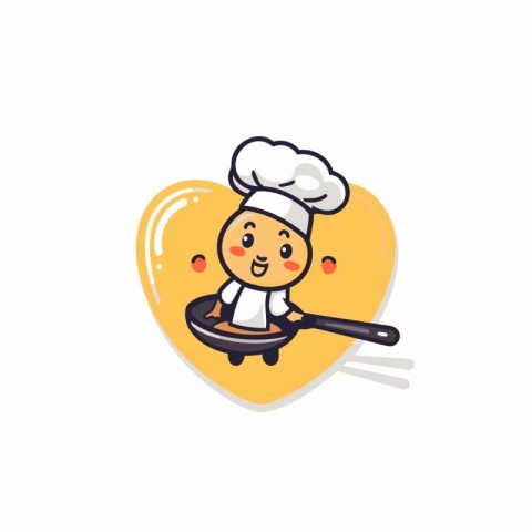 Cute chef in a pan. Vector illustration on white background.