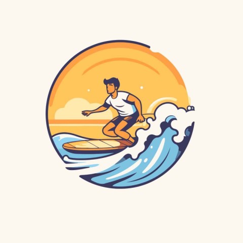 Surfer icon. vector illustration. Surfer on the waves.